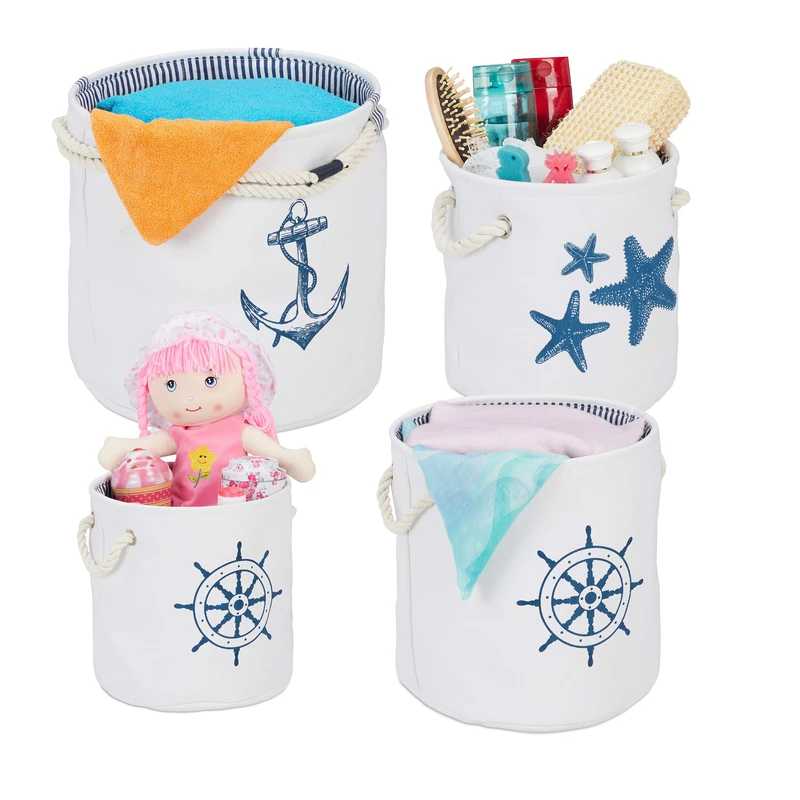 Relaxdays Storage Baskets, White/Blur, 39 x 38 cm
