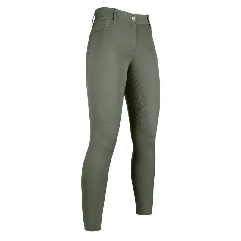 HKM Women's Sunshine Silicone Full seat Riding Breeches, Olive Green, 30