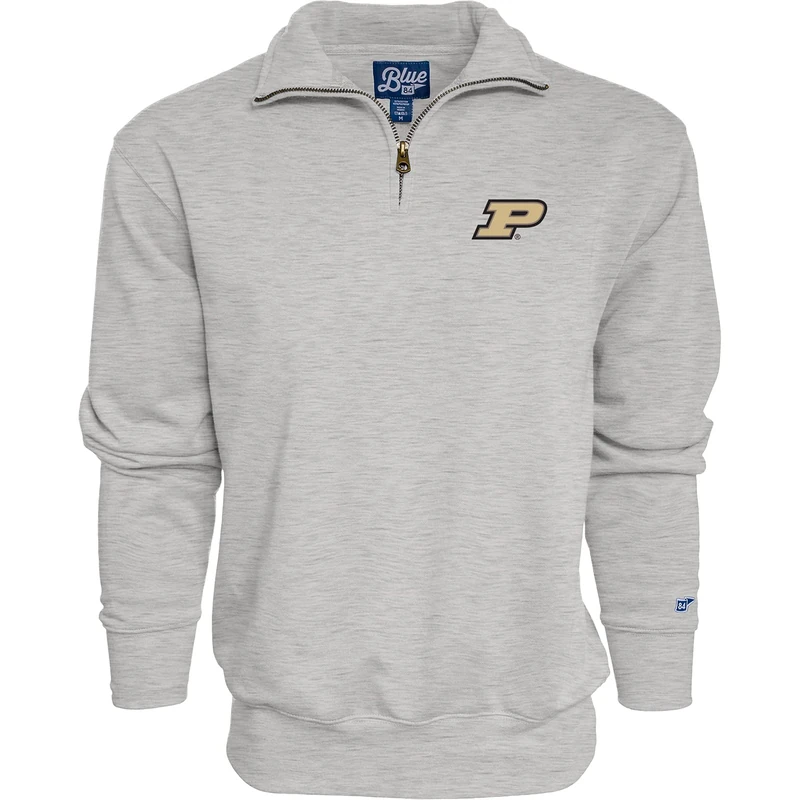 Blue 84 Men's Quarter Zip Sweatshirt Icon, Grey, L