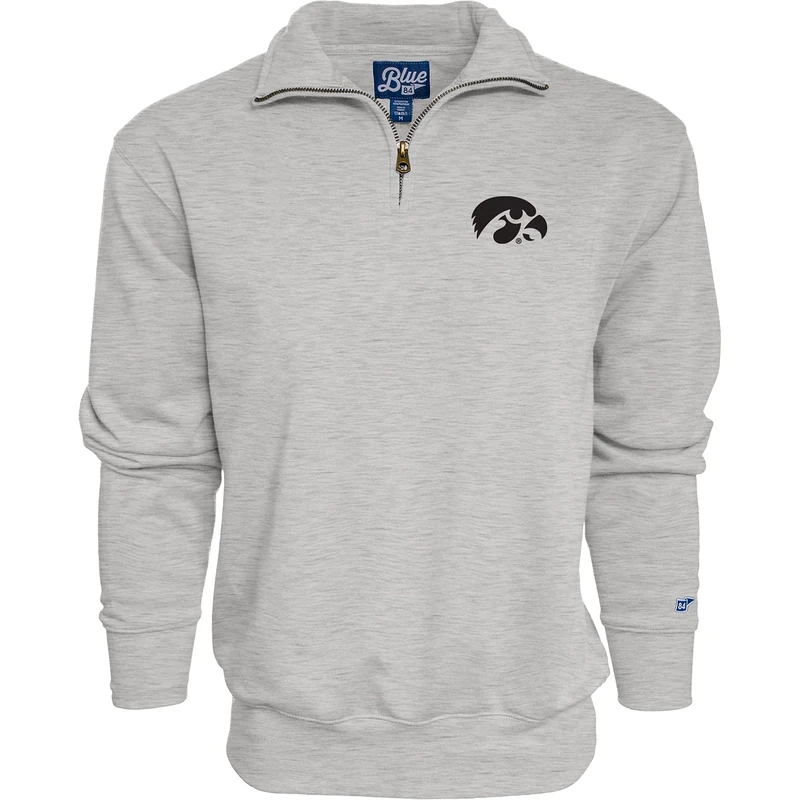 Blue 84 Men's Quarter Zip Sweatshirt Icon, Grey, L
