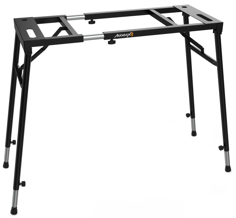Audibax Onyx Pro 1 – Adjustable Stand for Keyboards and Mixers – Maximum Load of 50 kg – Flat Surface Support – Adjustable in Width and Height – Rubber Floor Protectors
