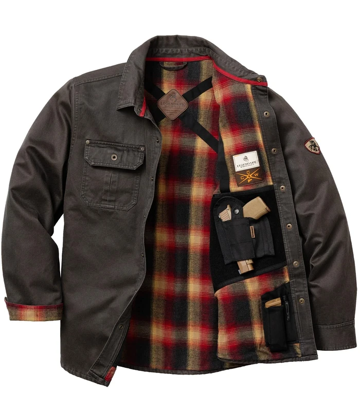Legendary Whitetails Men's Conceal and Carry Journeyman Shirt Jacket, Tarmac, Large Tall - Image 1