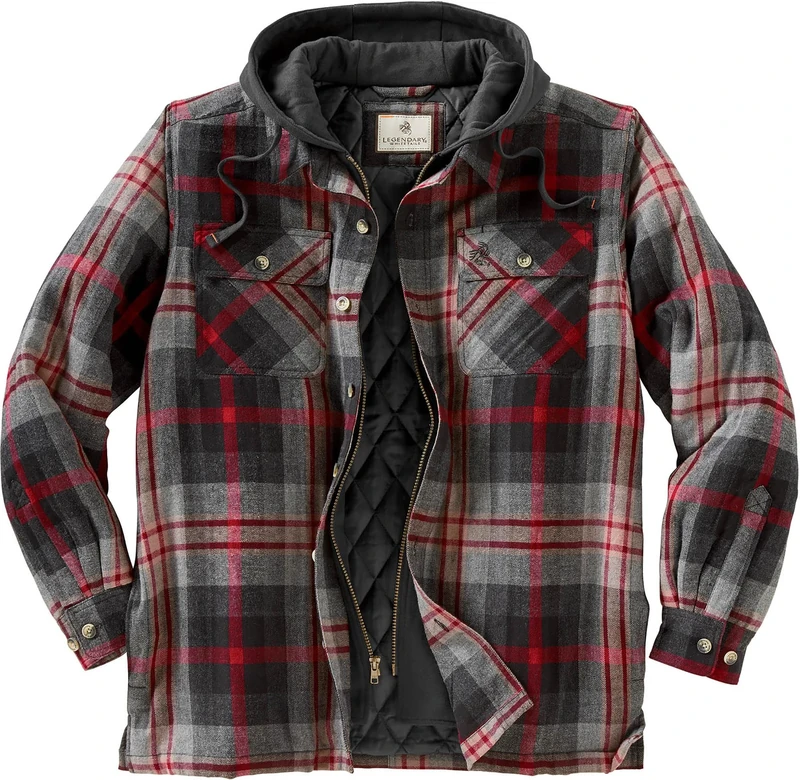 Legendary Whitetails Men's Maplewood Hooded Shirt Jacket, Locomotive Plaid, 3XL