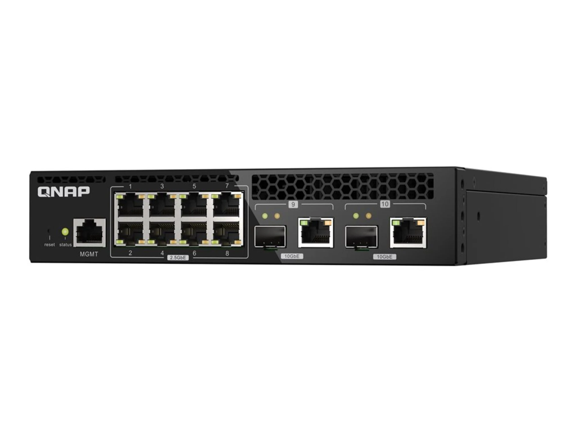 QNAP 10-Port 10GbE Half-Width Rackmount Layer 2 Managed Switch with 2 x 10GbE SFP+/RJ45 Combo and 8 x 2.5GbE RJ45 Ports (QSW-M2108R-2C-US)