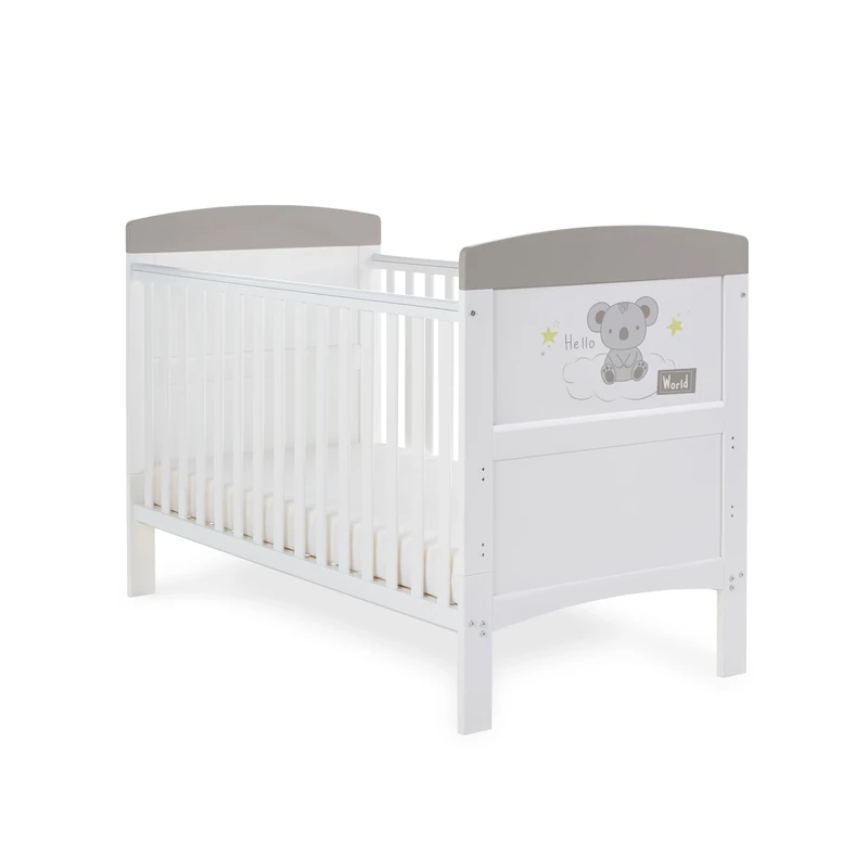 Obaby Grace Inspire Cot Bed - Hello World Koala Grey