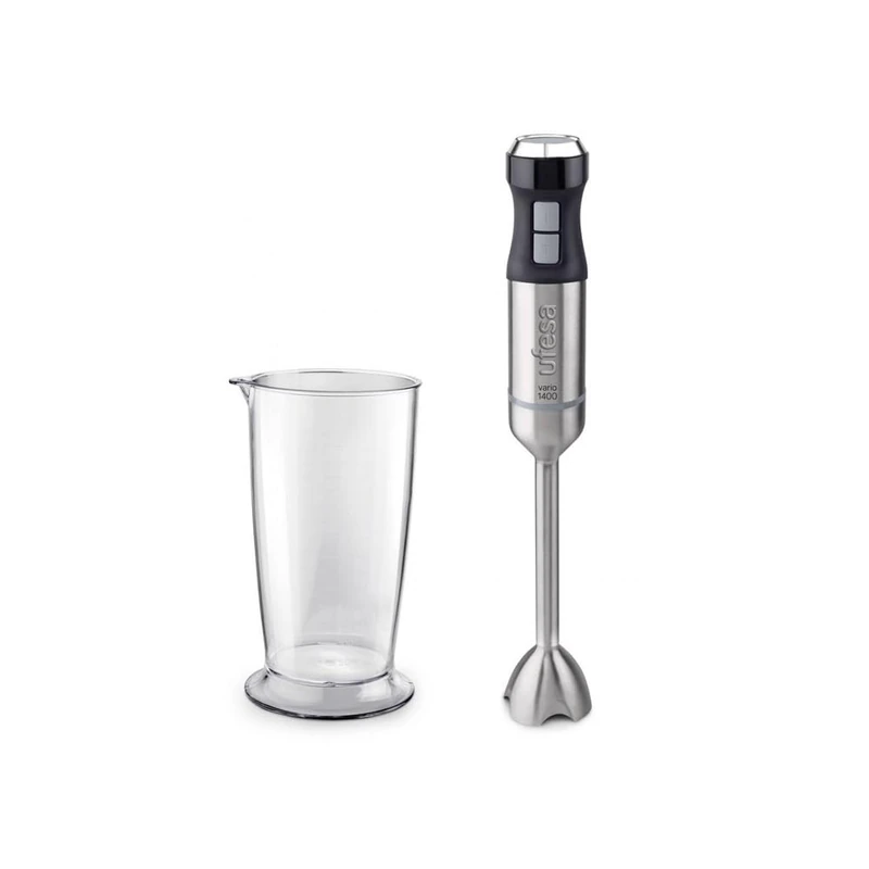 Ufesa BP4750 Vario 1400 Titanium XL Hand Blender/Purée Stick 1400 W 4 Titanium Blades XL Mixing Base 20 Speeds + Turbo Ergonomic Design with Measuring Cup BPA Free