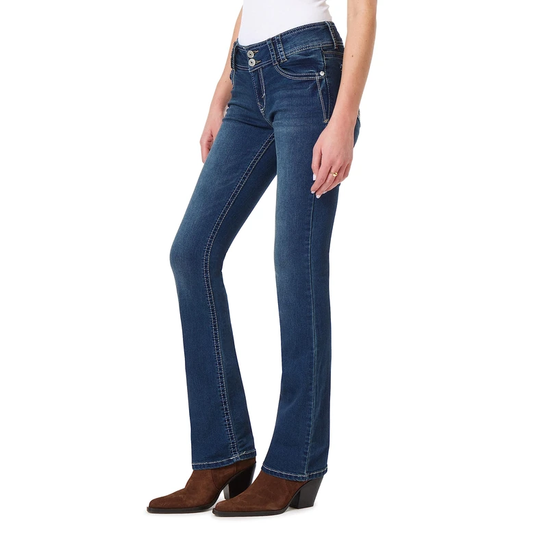 WallFlower Women's Luscious Curvy Bootcut Mid-Rise Insta Stretch Juniors Jeans (Standard and Plus), Chrystie, 16 Short