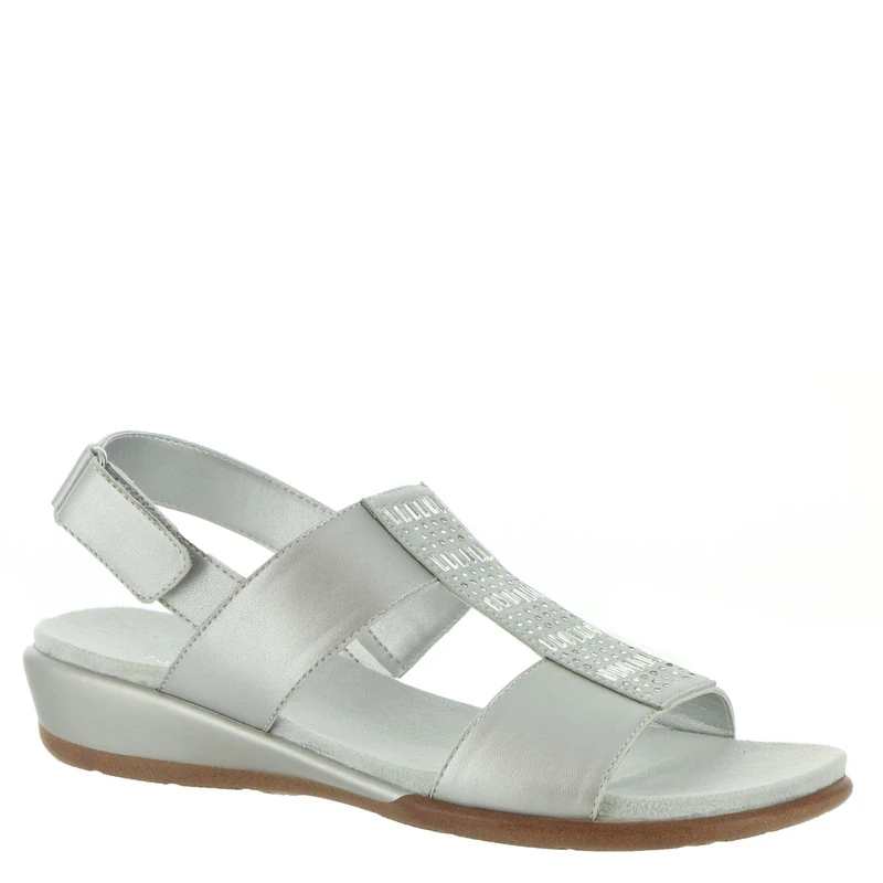 Easy Spirit Women's Hazel Wedge Sandal, Silver 040, 6 US Wide