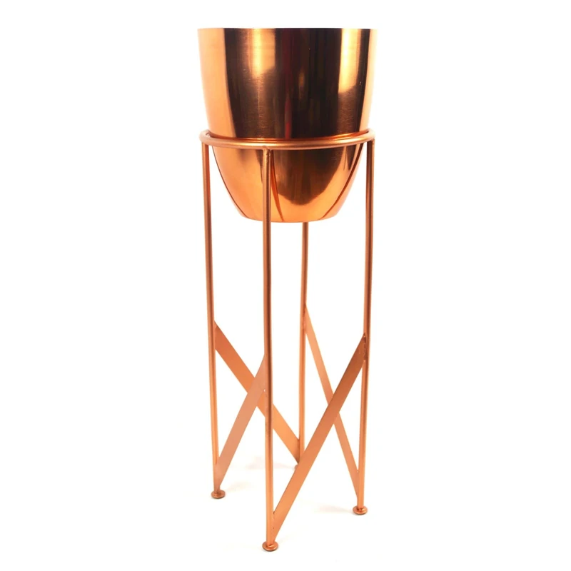 Leaf Tall Metal Plant Stand with Planter