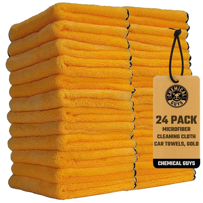 Chemical Guys Professional Grade Premium Microfiber Towels for Cars, Gold, 16" x 16", Ultra-Soft and Scratch-Free Car Detailing Cloths for Trucks, Motorcycles, and More - 24 Pack