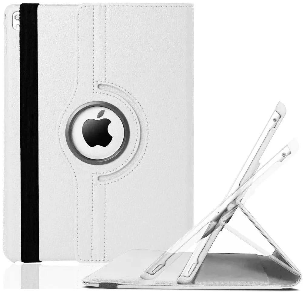 World Biz 360 Rotation Case for iPad Pro 12.9" (2015-2017) (1st / 2nd Generation) Shockproof PU Leather Book Style Flip Folio 360° Rotating Protection Cover With Folding Stand Function (White)