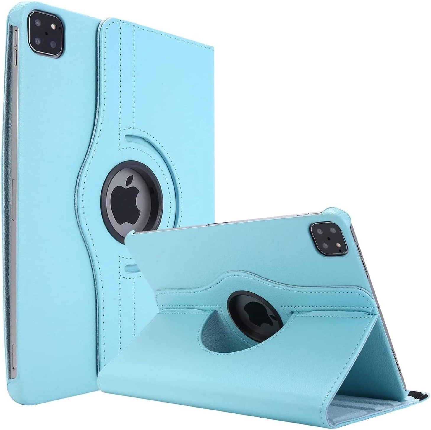 World biz Rotating Case for iPad Pro 12.9-Inch (2022/2021/2020/2018) 360 Degree Rotation Stand Protective Folio Leather Smart Cover, Auto Sleep/Wake (Sky Blue)