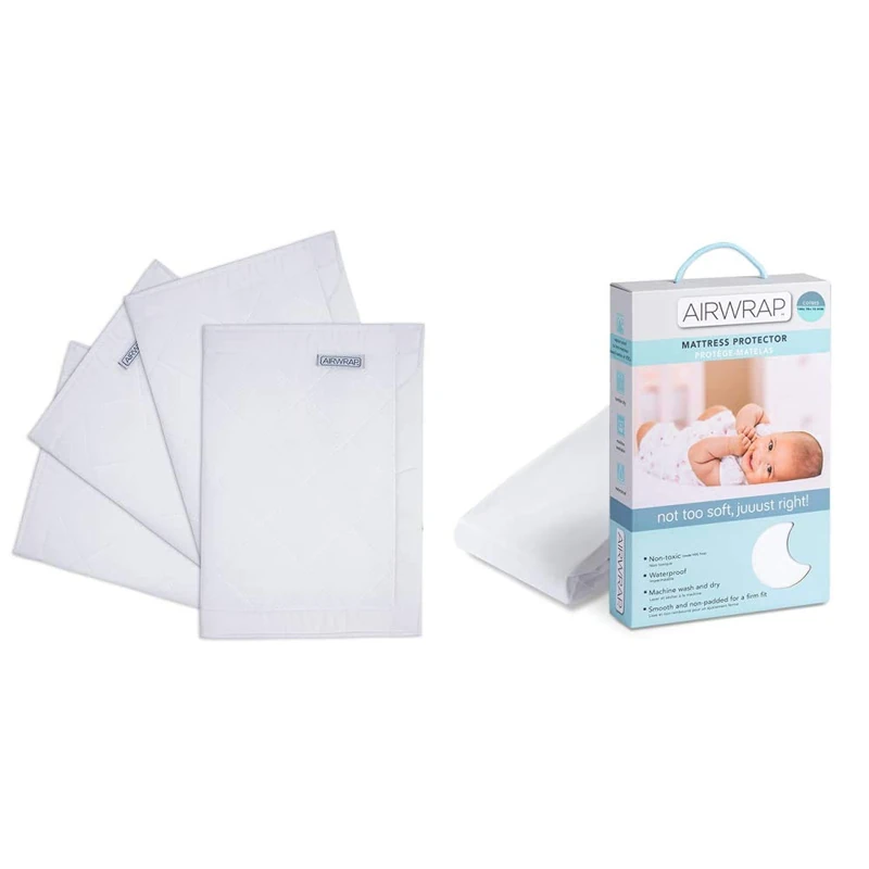 Airwrap Mesh 4 Sided Cotbed Set, Breathable Bumper and Safer Breathing Zone Mattress Protector, White