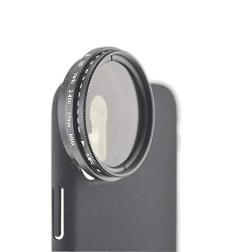 System-S ND Vario Filter 37 mm Neutral Density Filter in Black with Case for iPhone 12 Pro