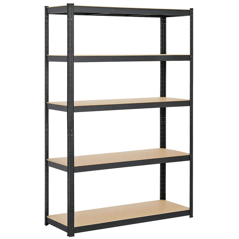 Yaheetech Garage Shelving Units 180cm x 120cm x 45cm Heavy Duty Racking Shelves for Storage-1 Bay, Black 5 Tier, 175KG Per Shelf, 875KG Capacity for Workshop/Shed/Office