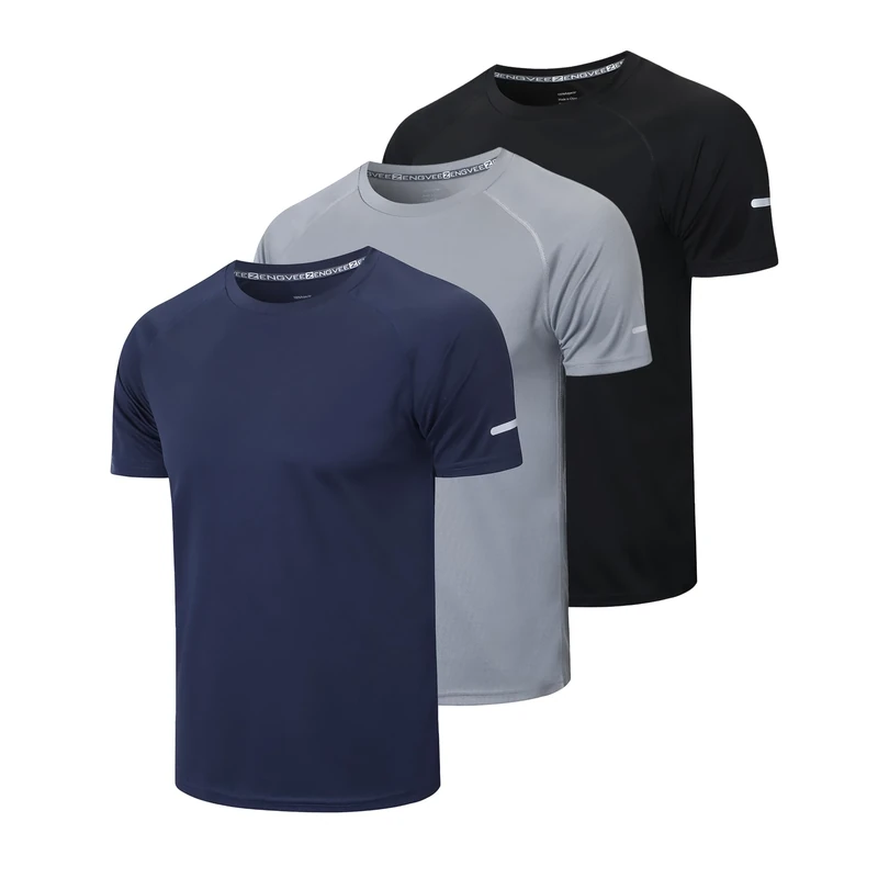 Gaiatiger 3-Pack Men's Quick-Dry Running T-Shirts - Moisture Wicking