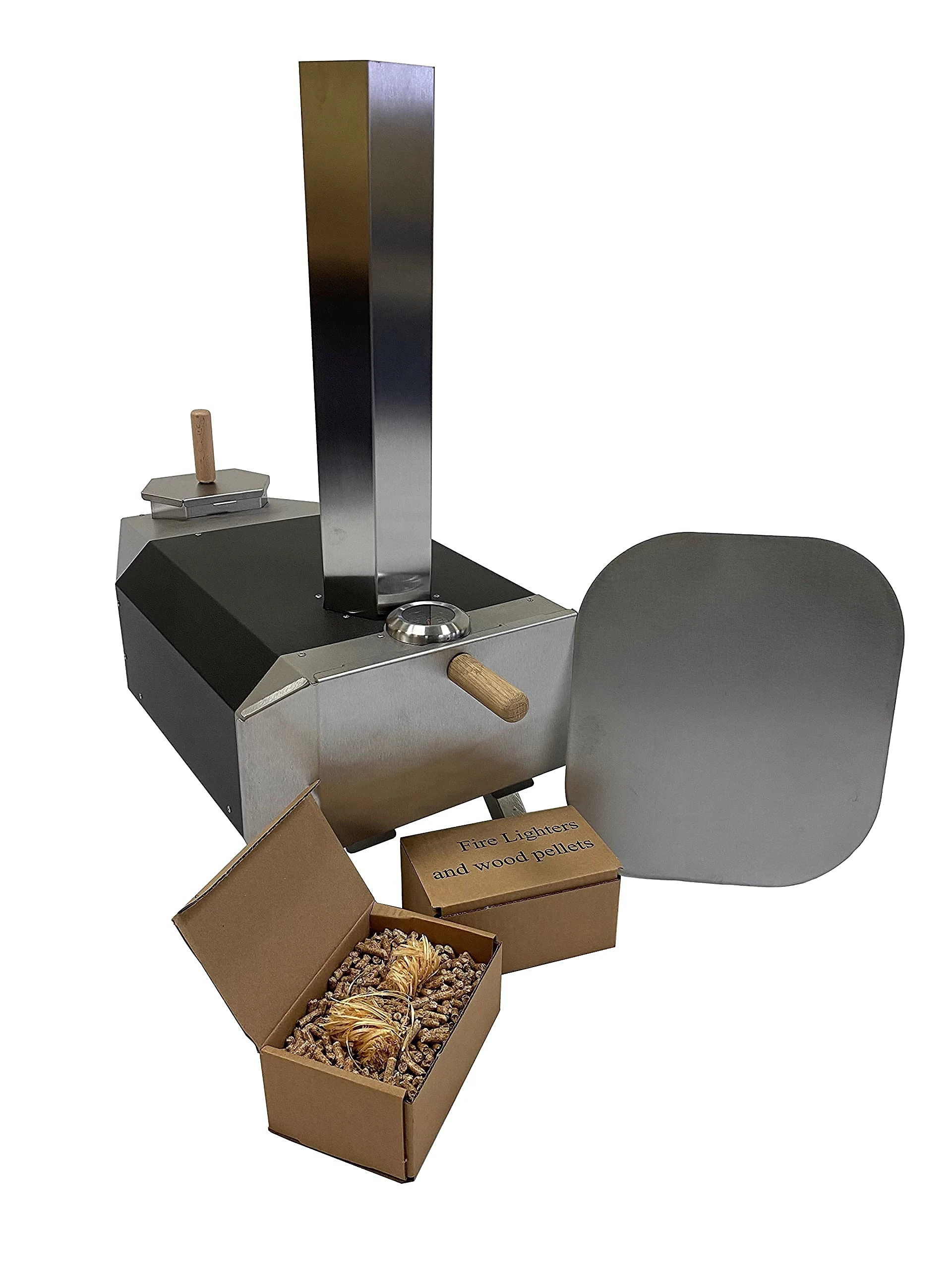 Char Outdoors The No. 1 Pizza Oven for 12" Pizzas, Handmade in UK, Stainless Steel, Portable Design, Wood Fired Pizza Oven with Thermometer, Peel, 1.5kg Pellets and 4 Firelighters – 2 Year Guarantee