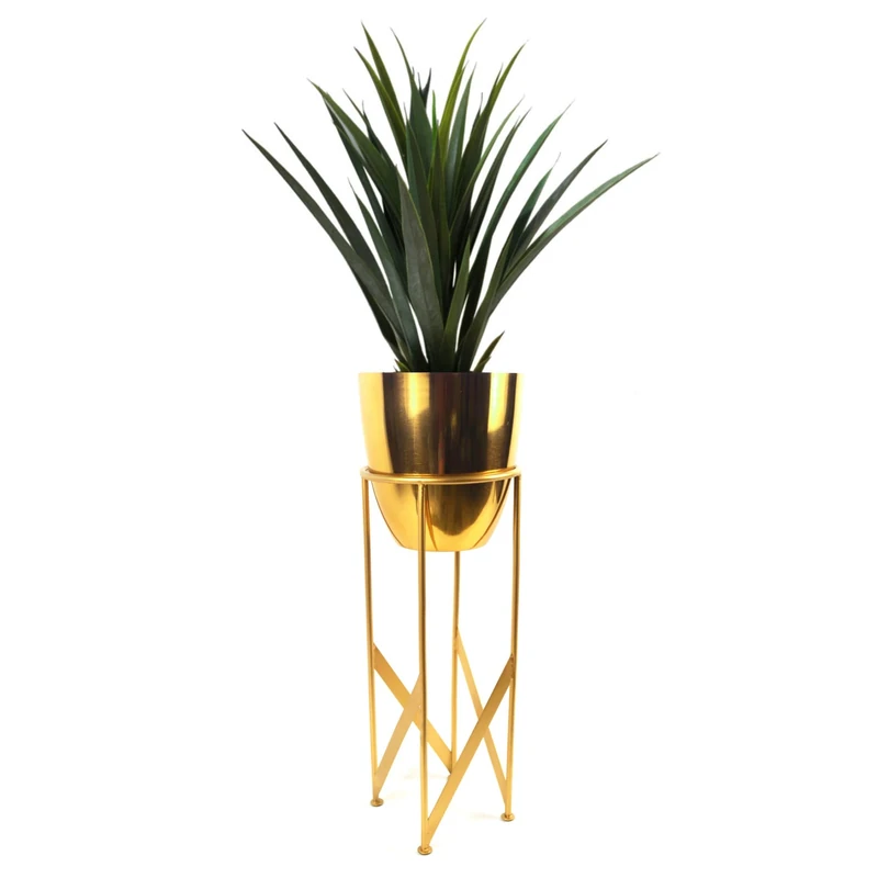 Leaf Tall Metal Plant Stand with Planter