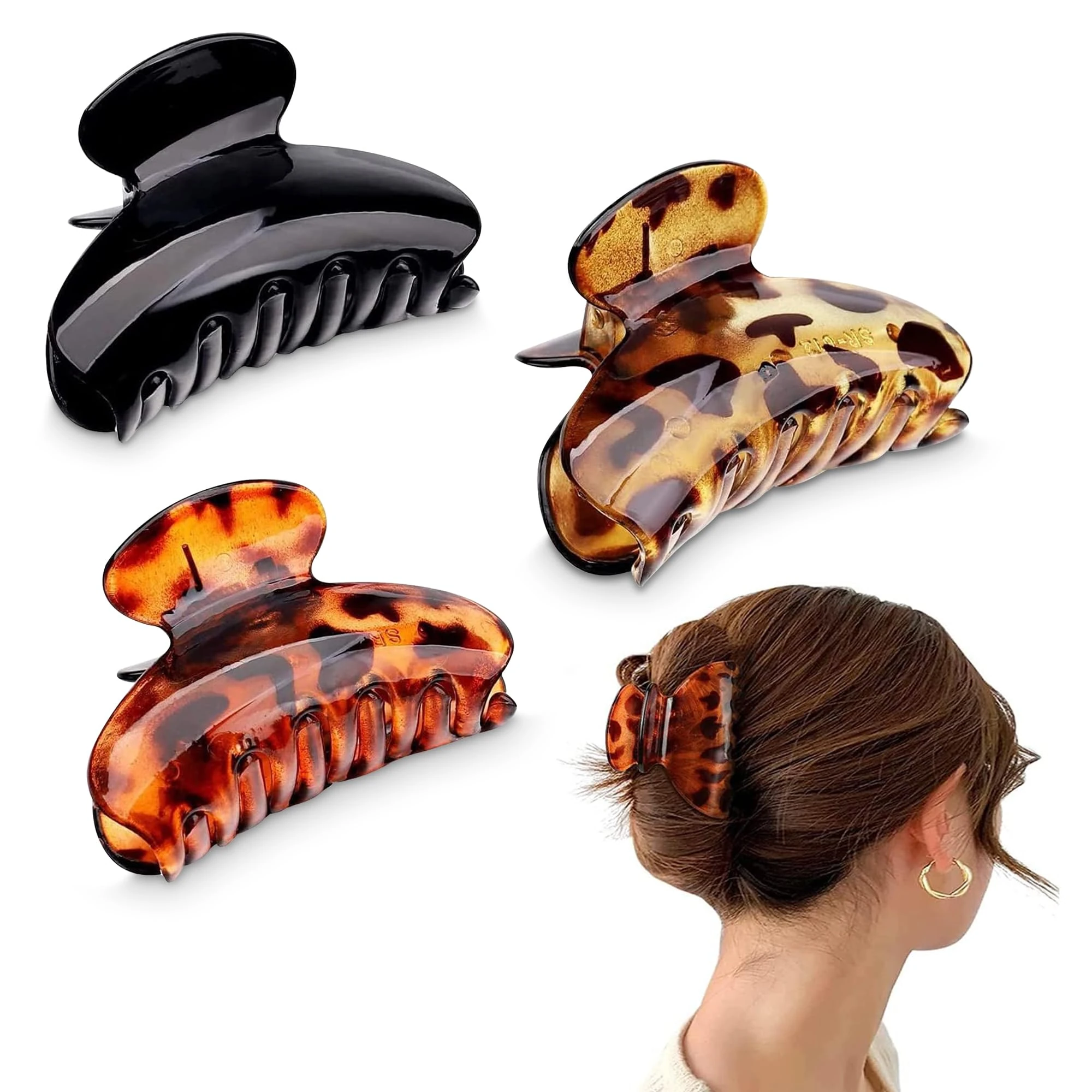 3 Pcs Hair Jaw Clips, 7cm x 4cm/2.8inch x 1.6inch Medium Acrylic Hair Claw Clips for Girls and Women