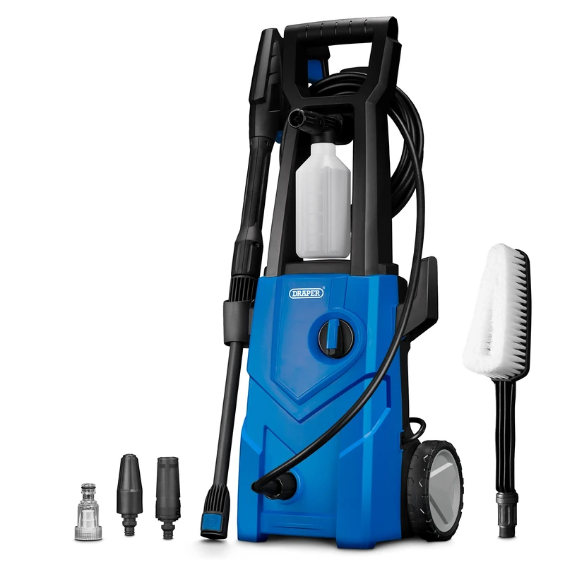 Draper PW1600 Electric Pressure Washer, High Power 135Bar, Blue