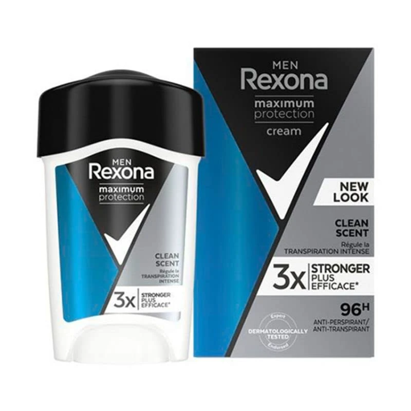 6 x Rexona Men Deodorant Cream Stick Maximum Protection Anti-Perspirant Clean Scent 45 ml