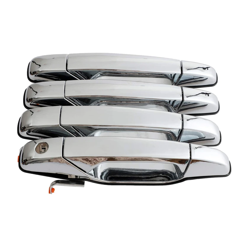 Nakuuly Exterior Chrome Door Handle 4 PCS Front Rear Driver & Passenger Compatible with 2007-2014 Cadillac Escalade Chevy Avalanche Silverado Suburban GMC Sierra Yukon OE # 22738722 22738721 20828258 - Image 1