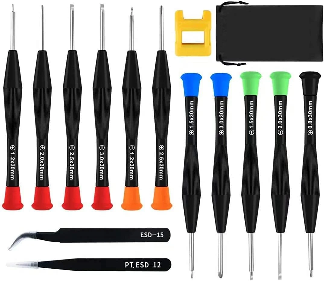 Glasses Screwdriver, 11 PCS Small Screwdriver Set for Spectacle PS4 Watch Jewellers with 2PCS Tweezers, Magnetizer and Storage Bag
