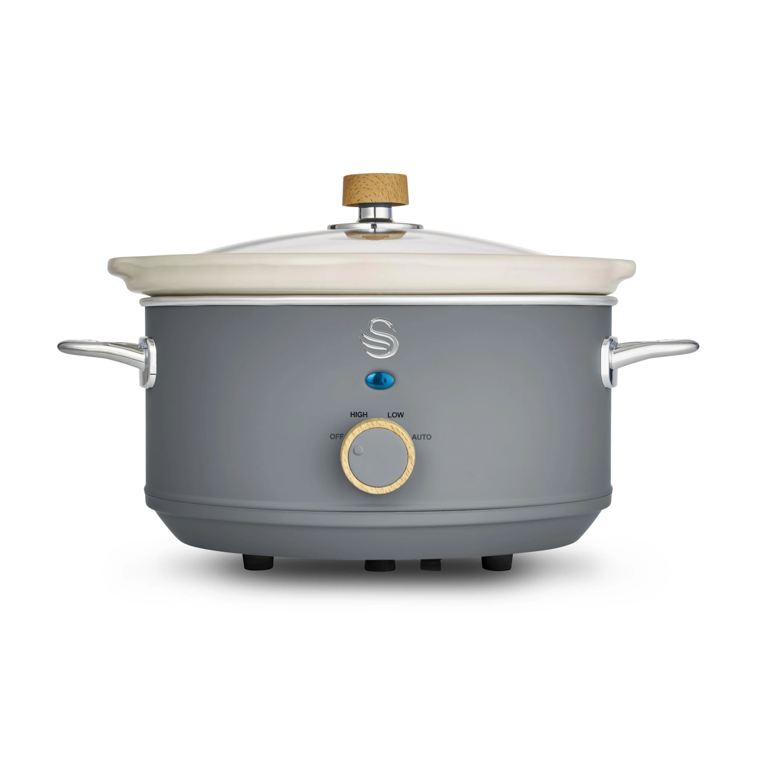 Swan SF17021GRYN Nordic Slow Cooker with 3 Temperature Settings, Keep Warm Function, 3.5L, 200W, Matte Grey