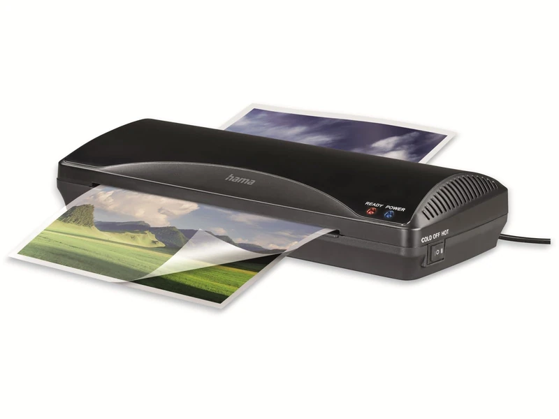 Hama A4 Laminator Plus Laminating Pouches A4, Mini Laminator Set Including Film for Laminator, Plasticiser Machine for Cold and Hot Lamination 80 to 125 Microns