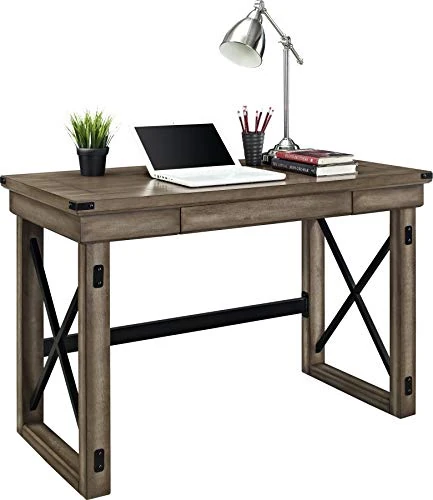 Wildwood Veneer Desk with 1 Drawer Rustic Grey - Image 1