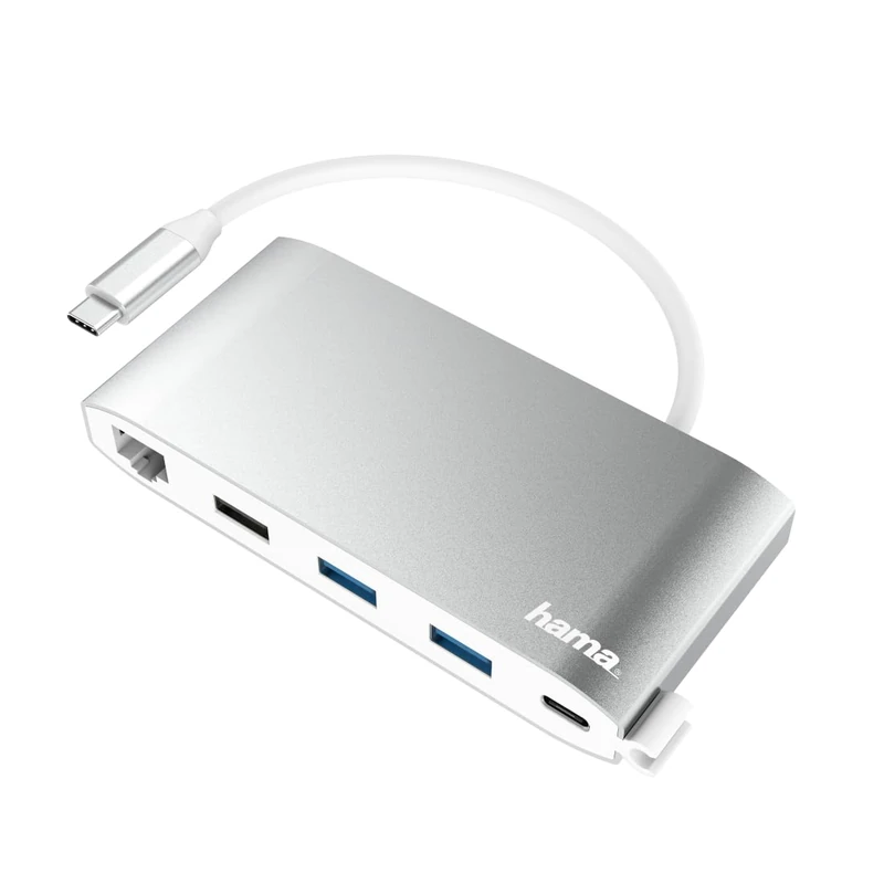 Hama 00200111 External USB-C 8 in 1 Multiport Hub - 3 x USB-A, 2 x USB-C, VGA, HDMI, LAN