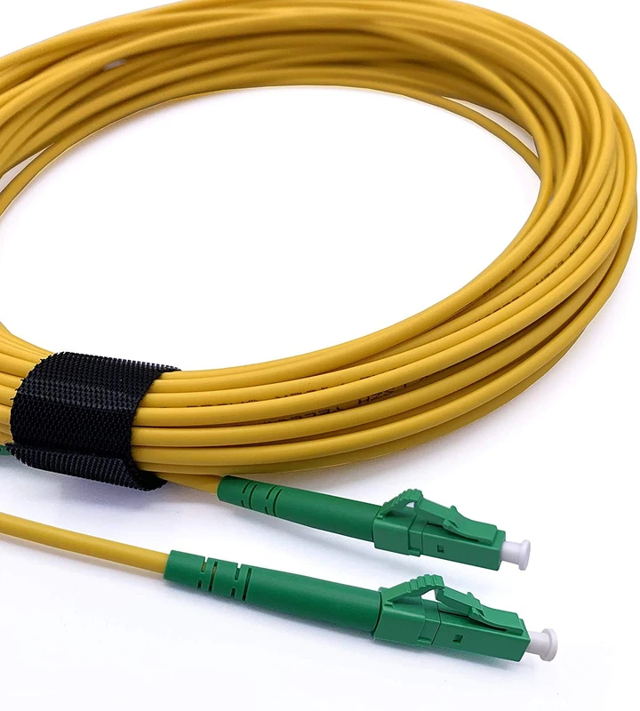 Elfcam - Fiber Optic Cable LC/APC to LC/APC OS2 Simplex Singlemode LSZH, Yellow (100m)