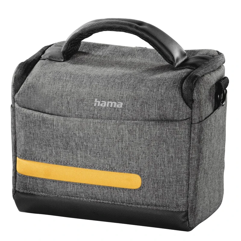 Hama Terra Camera Bag Made of Recycled Polyester (Photo Bag for Digital Cameras 20 x 10.5 x 16.5 cm, Shoulder Bag, Variable Inner Division, Trolley Strap, Carry Handle) Grey
