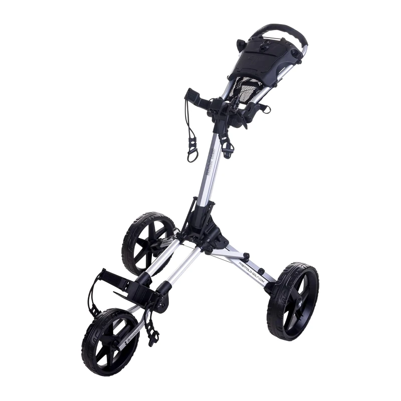Fast Fold Unisex's Square 3 Wheel Push Golf Cart Trolley, Silver/Black