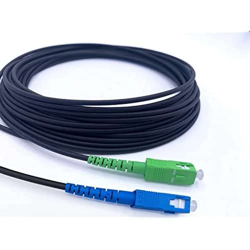 Elfcam® - Shielded Steel Fibre Optic Cable Compatible with box, Suitable for Outdoor and Indoor Installations, SC/APC to SC/UPC Single Mode Black, 200 m