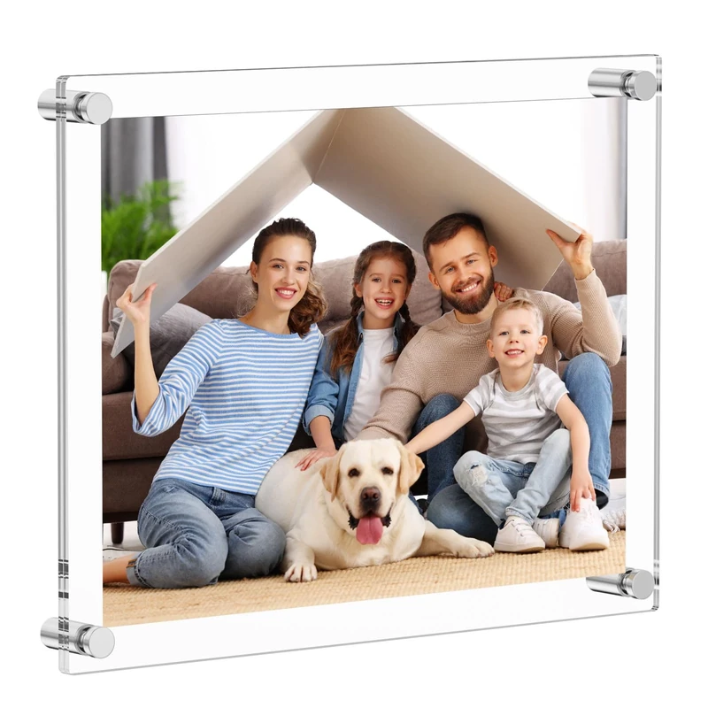 AITEE Large Acrylic Floating Picture Frame 16×20，Clear Photo Frame Wall Mount, Display Photo Frames for Office/Home/Living Room, Full Frame Size 18.5×22.5.