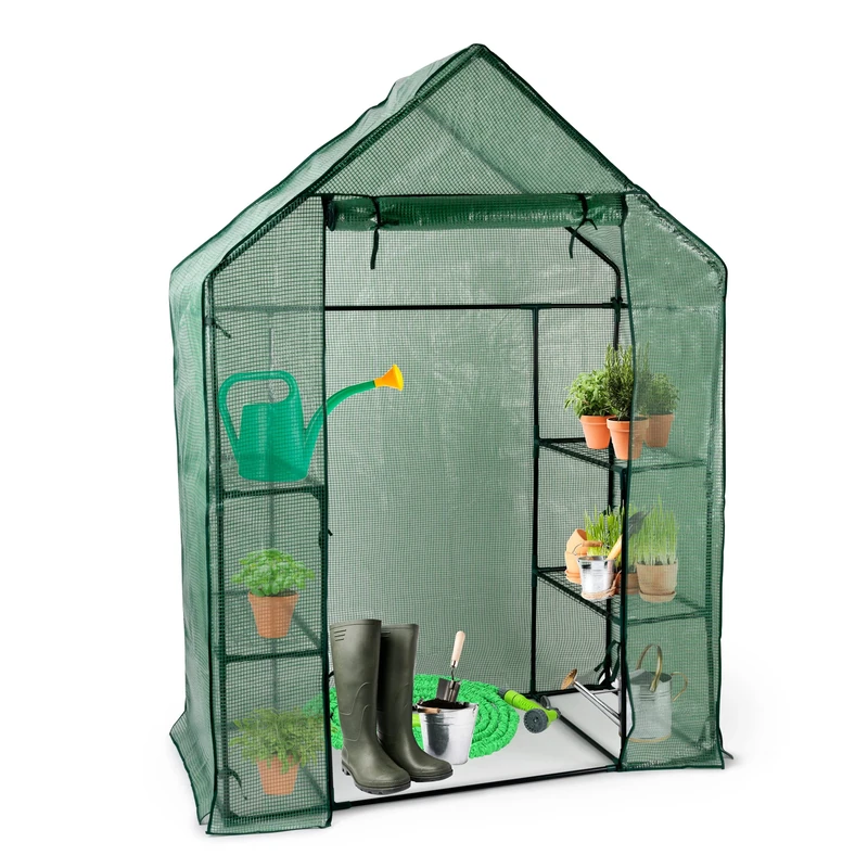 Kinzo Garden Greenhouse - With several storeys - Roll-up entrance - 143 x 73 x 195 - See-through/Green