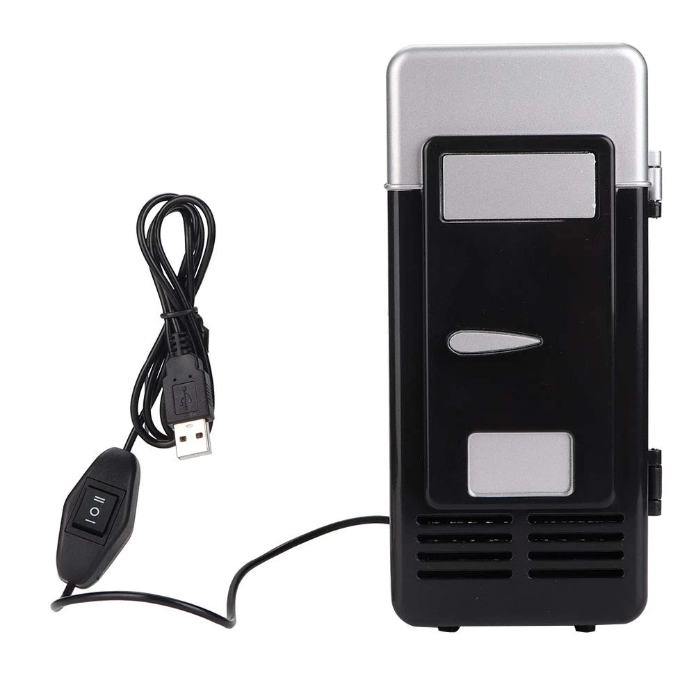 Atyhao Mini Fridge, 3.2x3.4x7.6in USB Portable Dual Use Heating and Cooling Refrigerator Drink Cooler for Home Travel Bedrooms Cars Offices Skincare Makeup Cosmetics(black)