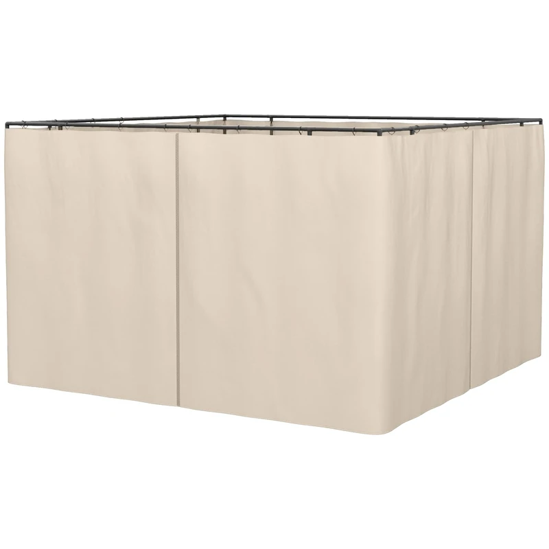 Outsunny 4 Pack Replacement Gazebo Curtains Privacy Panel for Most 3 x 3m Gazebo Canopy Pavillion Outdoor Shelter Sidewalls Accessories Beige - Image 1