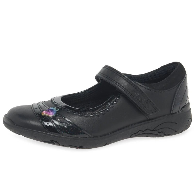 Clarks Relda Spark K. Childrens Black Leather, 12