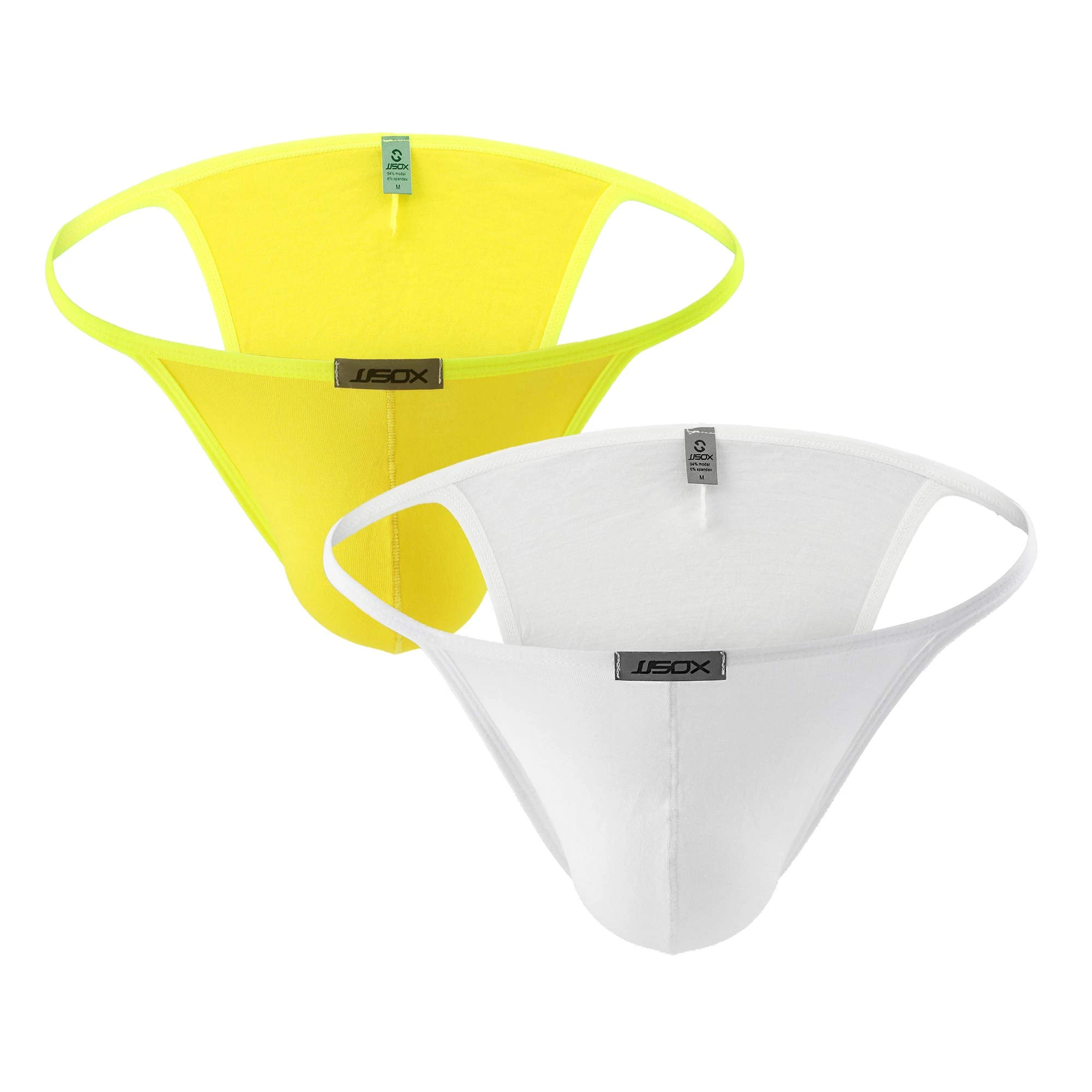 Uneihoiz Men's Super Soft Underwear Bikini Briefs Stretch Micro Modal Underpants White/Yellow Large