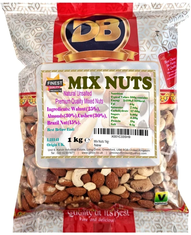 Mix Nuts 1kg: Raw & Unsalted Cashews, Almonds, Walnuts, Brazil Nuts - Nutritious Vegan, Keto, Vegetarian Snack Mix, Bulk Diet Treat & Wholesome Gift Choice