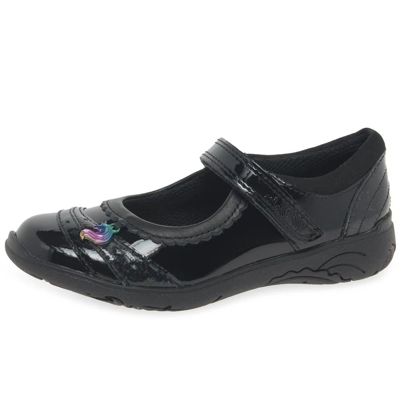 Clarks Relda Spark K. Childrens Black Pat, 2