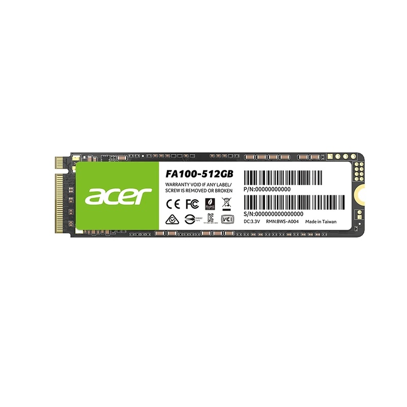 Acer FA100 PCIe 3.0 M.2 SSD 512GB, NVMe ssd with HMB & SLC Cache, Up to 3500 MB/s Read Speed, PC Internal Solid State Drive for Laptop & Desktop Upgrade