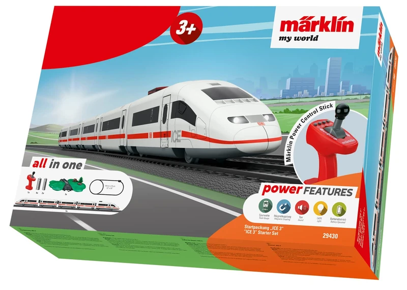Märklin My World Ice 3 Starter Pack - Electric High-Speed Train 63 cm with Remote Control from 3 Years
