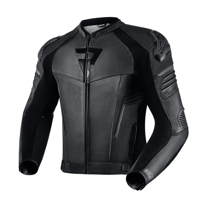 REBELHORN Vandal Men's Motorcycle Jacket, Cowhide Leather, Elbow and Shoulder Protectors, Level 2, Shoulder Slider, Softshell In&Out Vest, Perforated Ventilation Panels