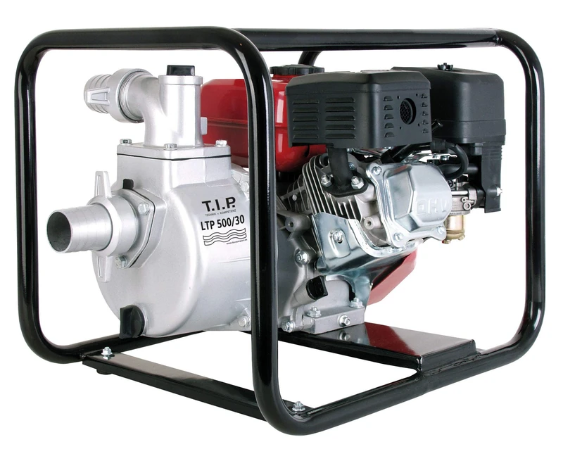 T.I.P. Petrol Water Pump - Motor Garden Pump (30,000 l/h Flow Rate, 30 m Delivery Height, 3.0 Bar Pressure, Max. 3.85 kW (5.2 HP) Power, Low Oil Protection, 4-Stroke Motor, Check Valve) LTP 500/30,