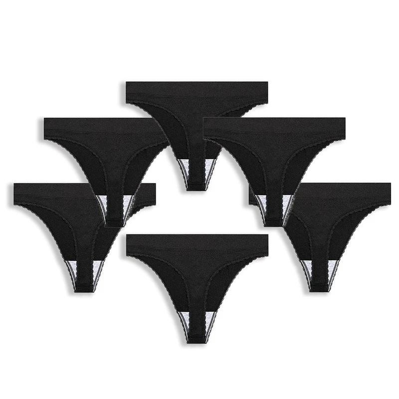 GRANKEE Thongs for Women Seamless-High Waisted Thong Underwear Comfortable Quality No Show Panties Multipack(Black 6 Pack M) - Image 1