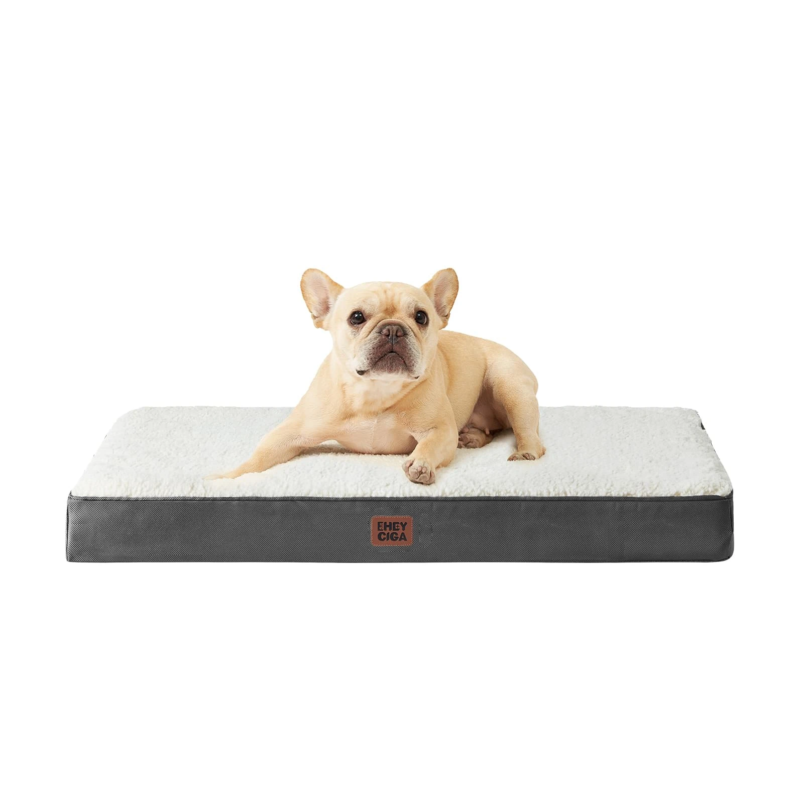 EHEYCIGA Orthopedic Dog Bed Medium Washable, 76x51x9cm, Dog Mattress for Crate with Removable Cover, Pet Bed Cushion with Anti-Slip Bottom, White
