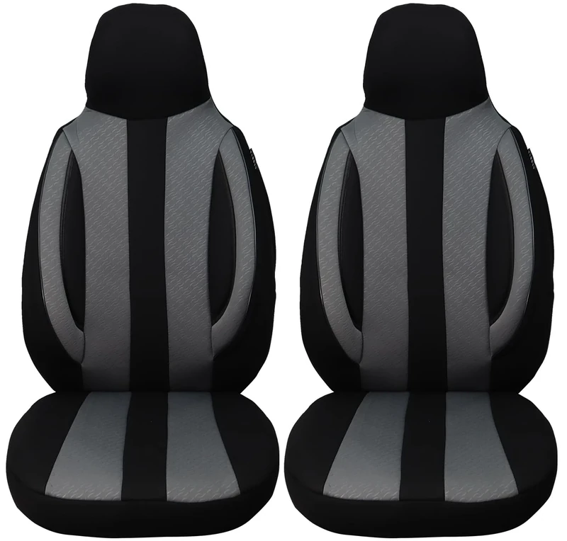 Seat Covers for Car Seats Compatible with VW T6 Caravelle 2015 Driver and Passenger Seat Covers FB:MD501 (Black/Grey)